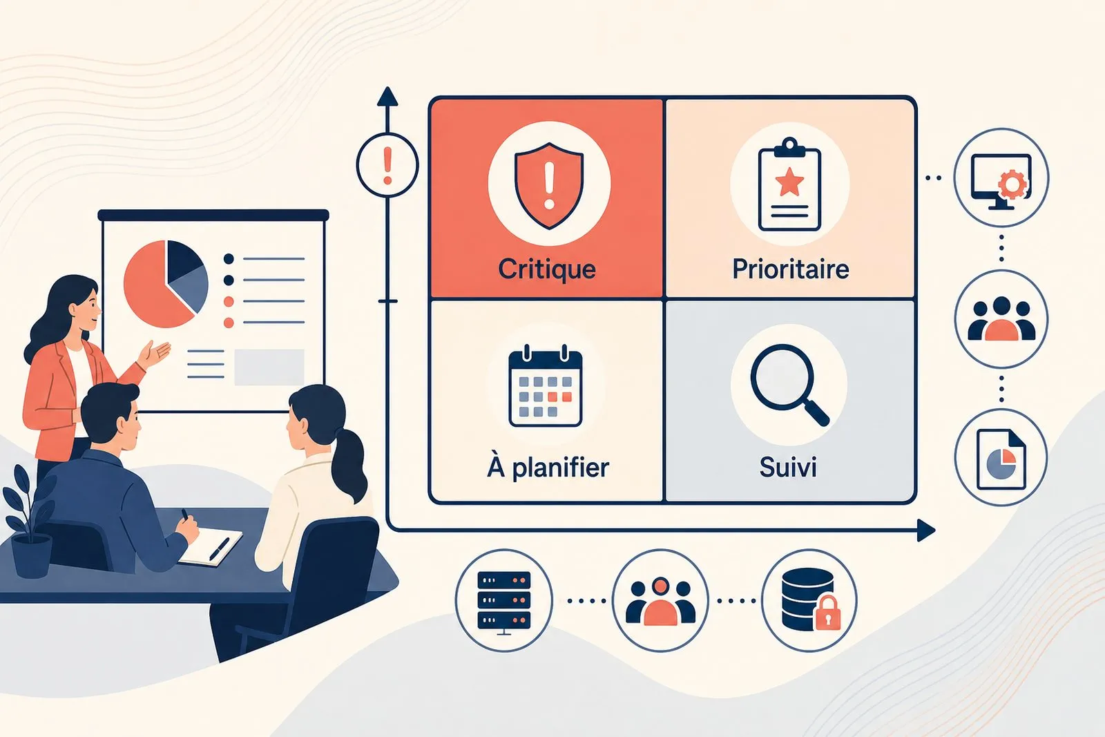 A small business team prioritises the urgent actions and projects that came out of an IT audit