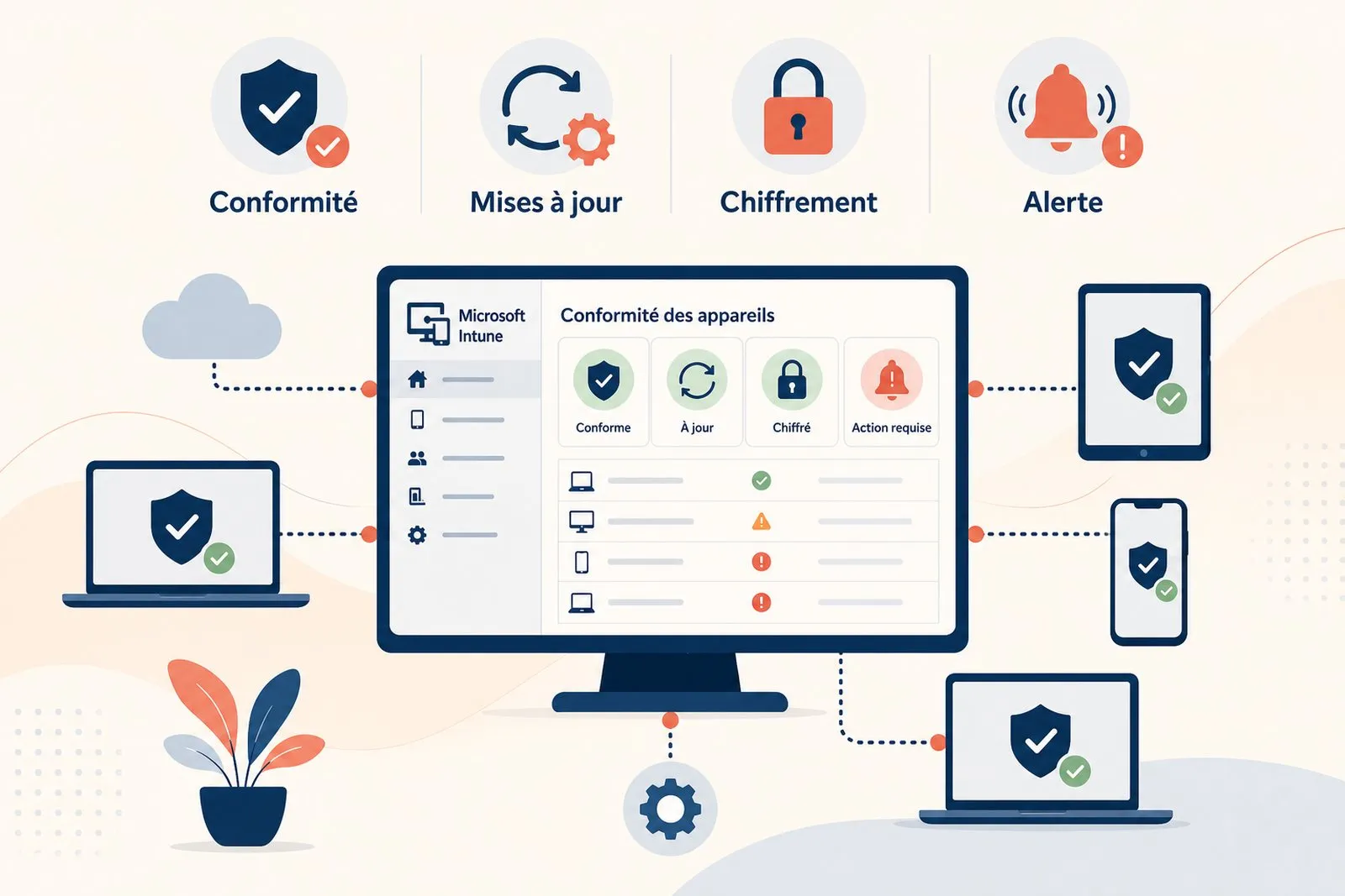 A pilot team tests Intune policies before they are gradually extended to the whole estate