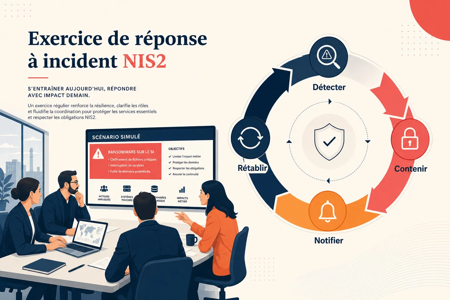 A business and IT team walks through the timeline of an incident response exercise