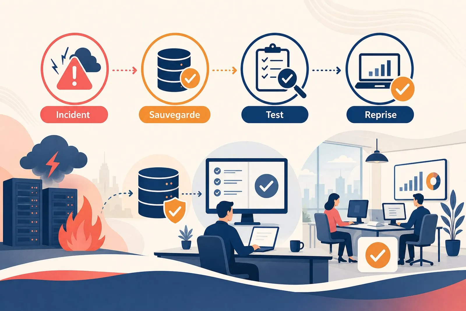 A team tests the steps of a disaster recovery plan