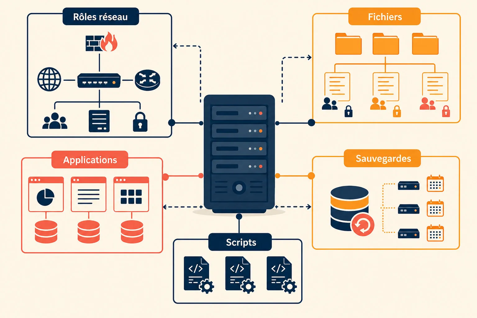 Two administrators map the roles and dependencies of a Windows server